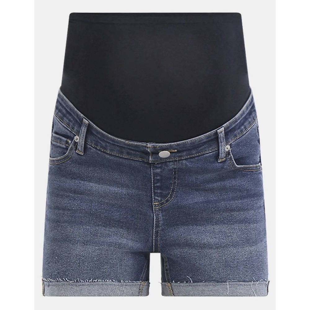 Time and‎ Tru Maternity Roll Cuff Shorts – Size XL – Medium Wash Denim – NWT